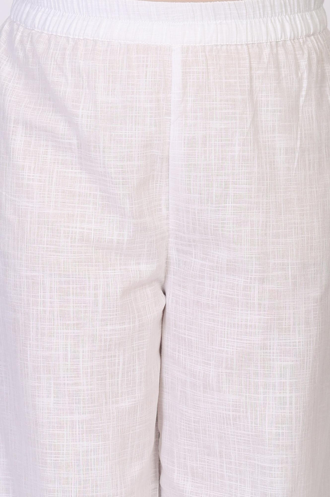 White Solid Straight Cotton Kurta with Salwar Set