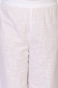 White Solid Straight Cotton Kurta with Salwar Set