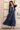 Blue Dyed Thread Embroidered Flared Cotton Blend Dress and Jacket Set