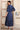Blue Dyed Thread Embroidered Flared Cotton Blend Dress and Jacket Set