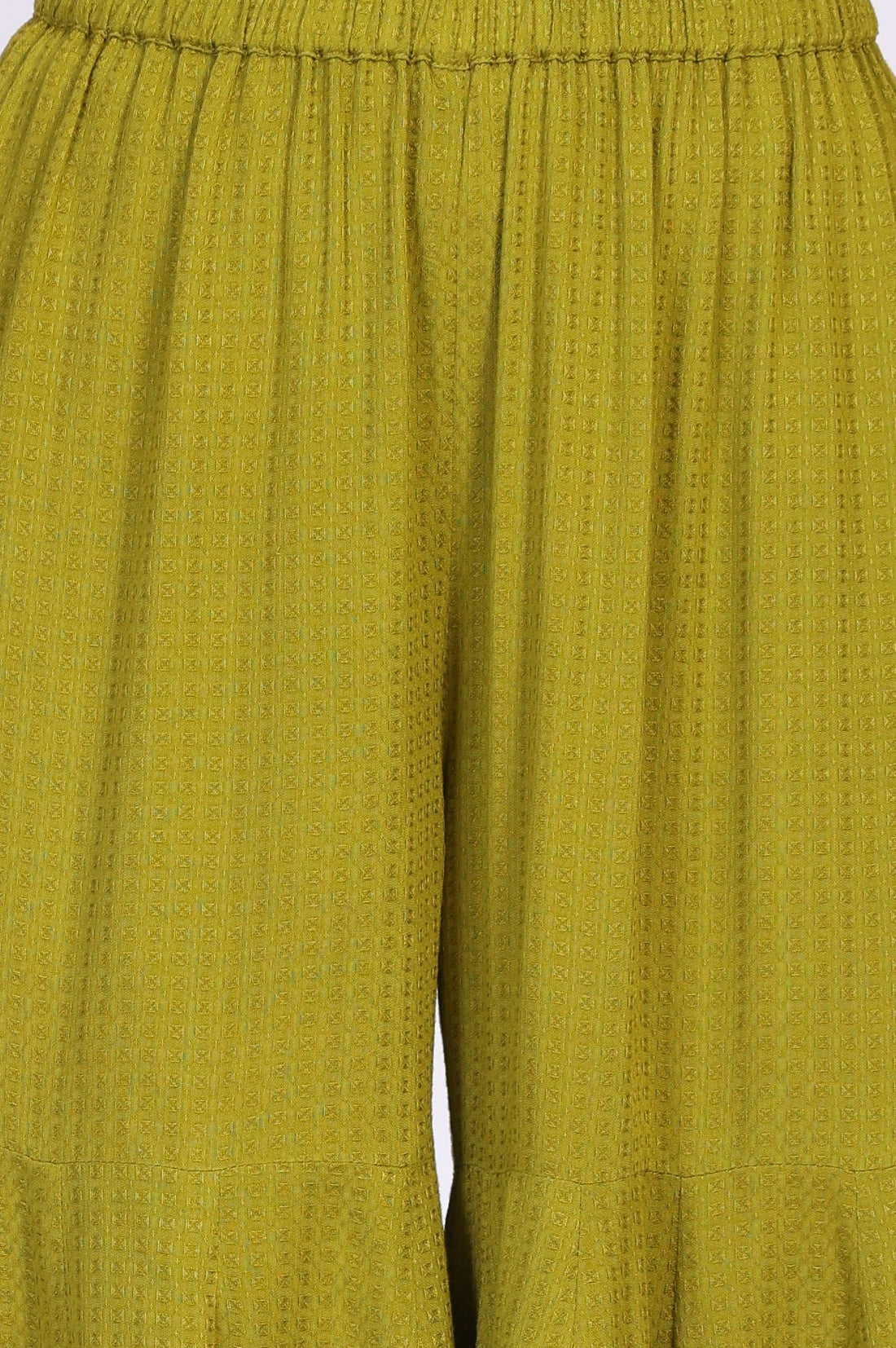 Green Self Design Sequined Straight Yarn Dyed Kurta with Palazzo and Dupatta Set