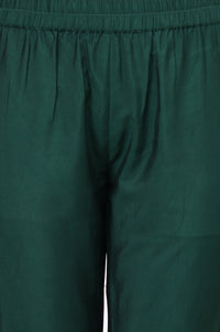 Green Thread Embroidery Straight Kurta, Trousers and Dupatta Set