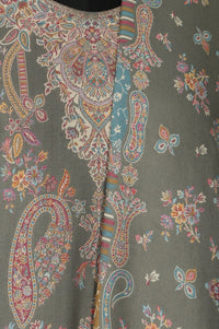 Olive Yarn Dyed Paisley Printed Straight Winter Kurta with Salwar and Dupatta Set