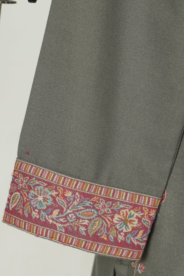 Olive Yarn Dyed Paisley Printed Straight Winter Kurta with Salwar and Dupatta Set
