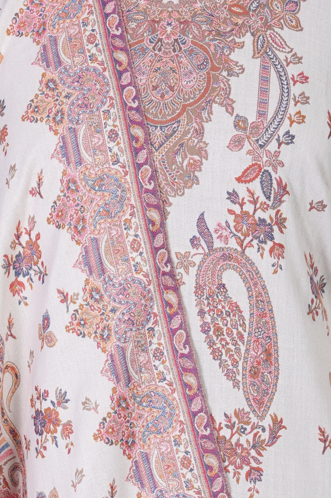 Cream Jacquard Paisley Printed Straight Kurta with Salwar and Dupatta Set