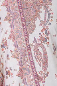 Cream Jacquard Paisley Printed Straight Kurta with Salwar and Dupatta Set