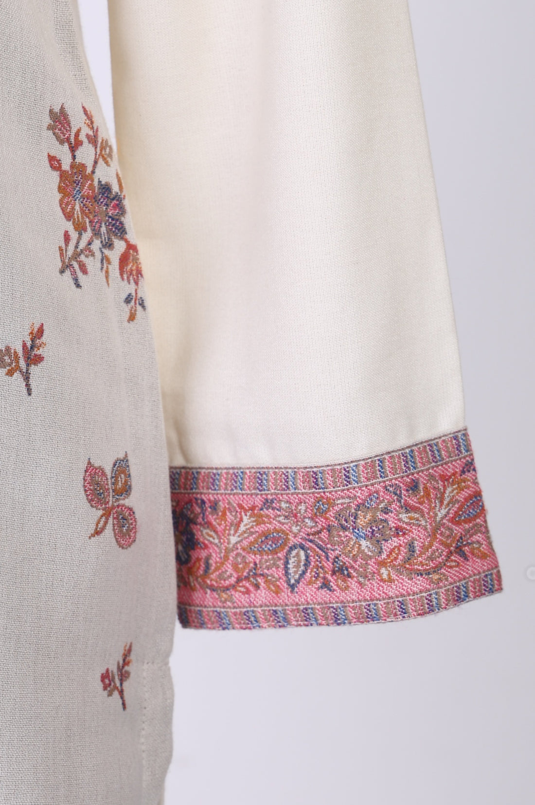 Cream Jacquard Paisley Printed Straight Kurta with Salwar and Dupatta Set