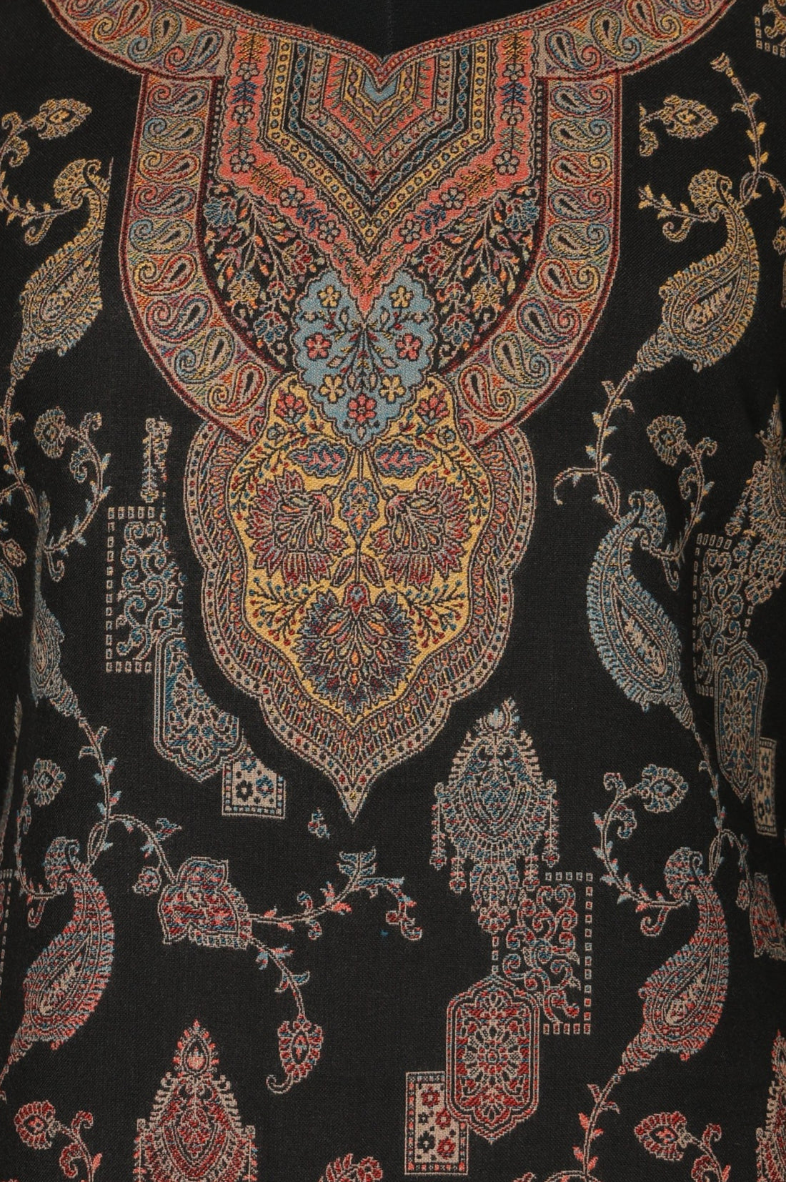 Black Paisley Foil Print Straight Kurta with Palazzo and Dupatta Set