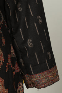 Black Paisley Foil Print Straight Kurta with Palazzo and Dupatta Set