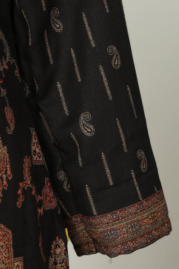 Black Paisley Foil Print Straight Kurta with Palazzo and Dupatta Set