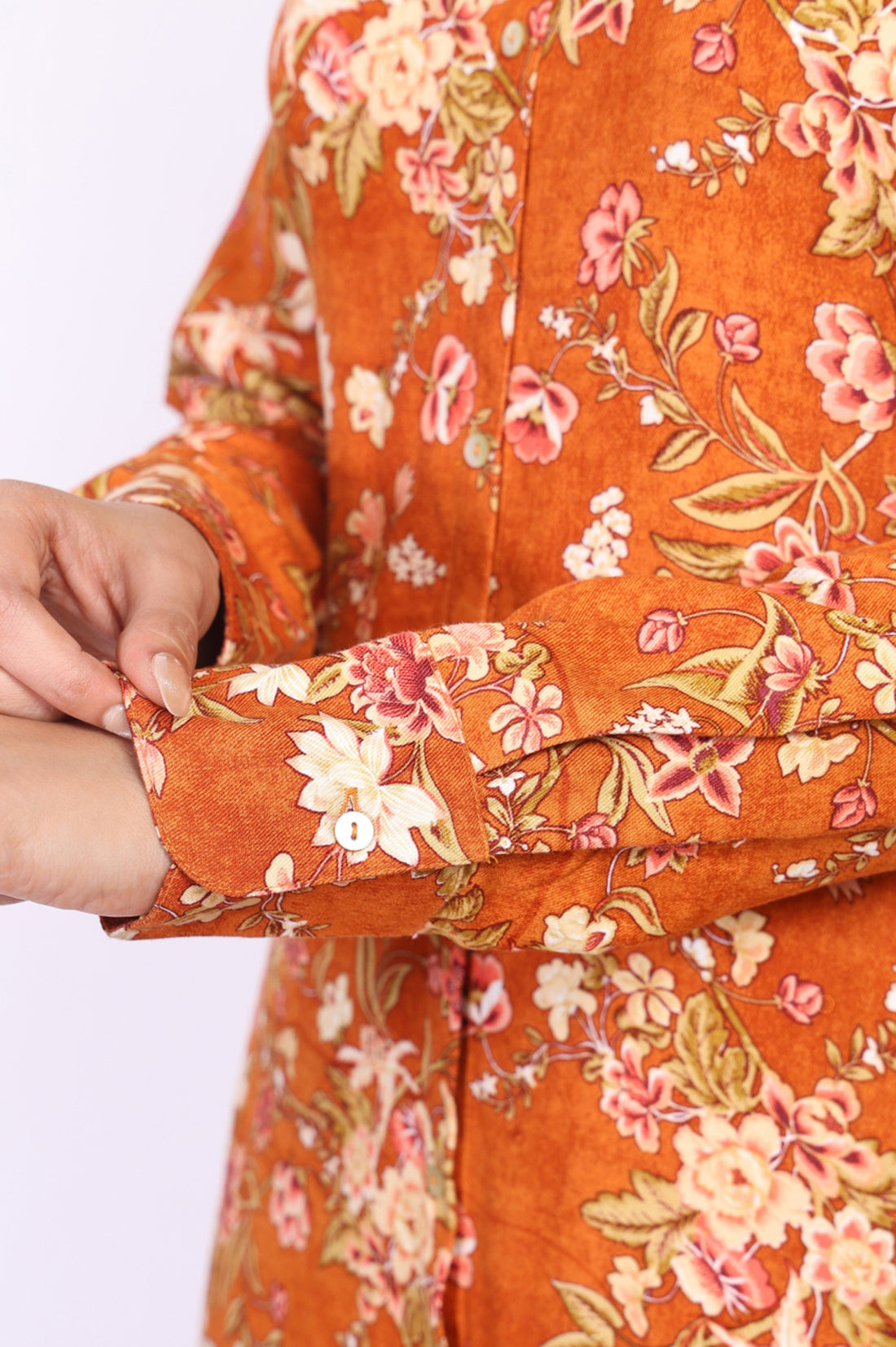 Orange Floral Print Straight Kurta with Palazzo Co-ord Set