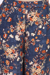 Blue Floral Print Straight Kurta with Palazzo Co-ord Set