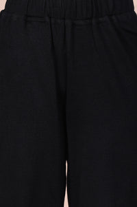 Black Embroidered Acrylic Straight Kurta and Palazzo Set