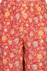 Coral Floral Print Straight Kurta with Palazzo Co-ord Set