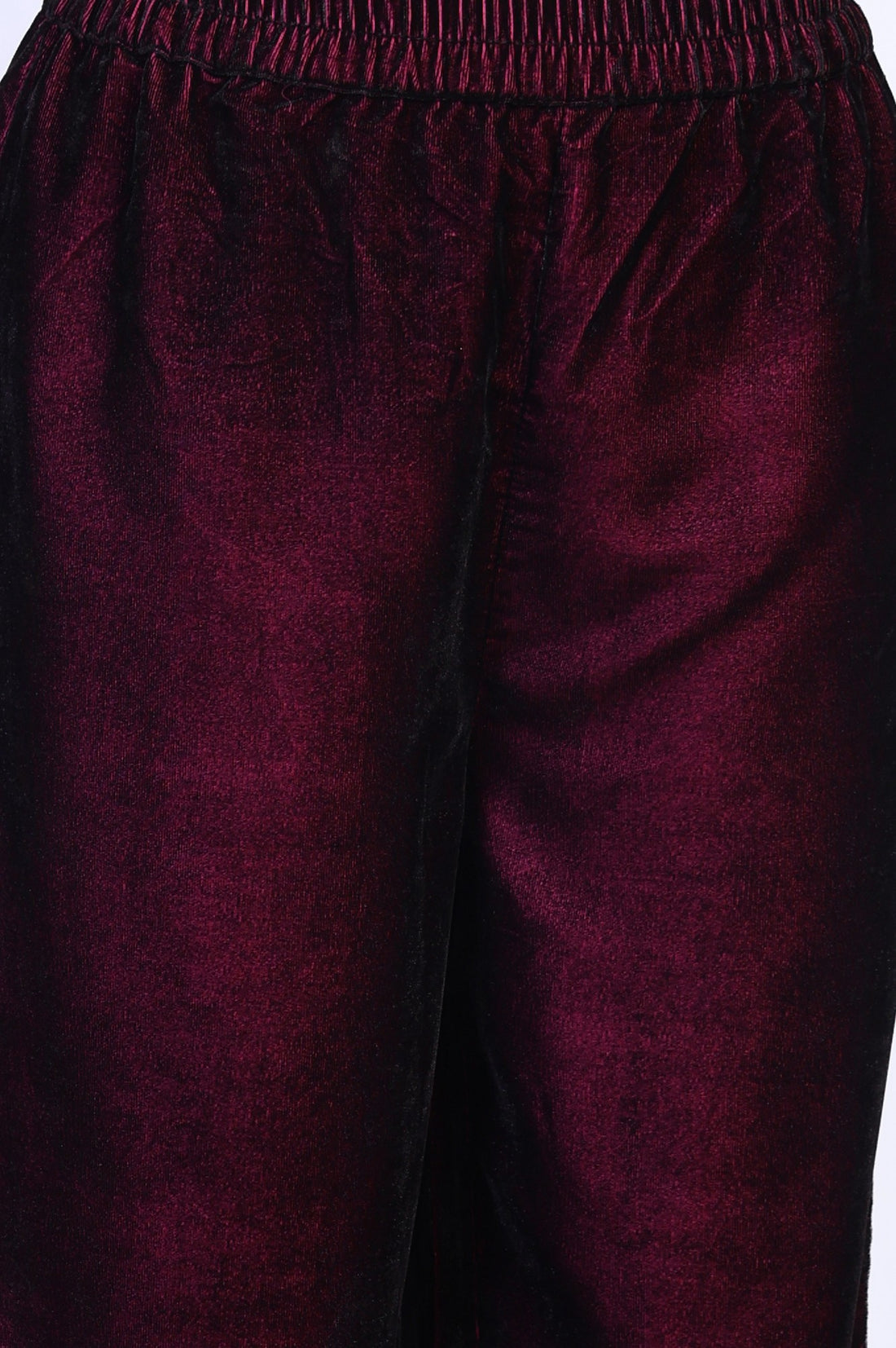 Maroon Embroidered Beaded Straight Velvet Kurta with Palazzo