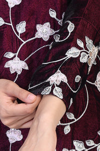 Maroon Floral Straight Kurta with Palazzo