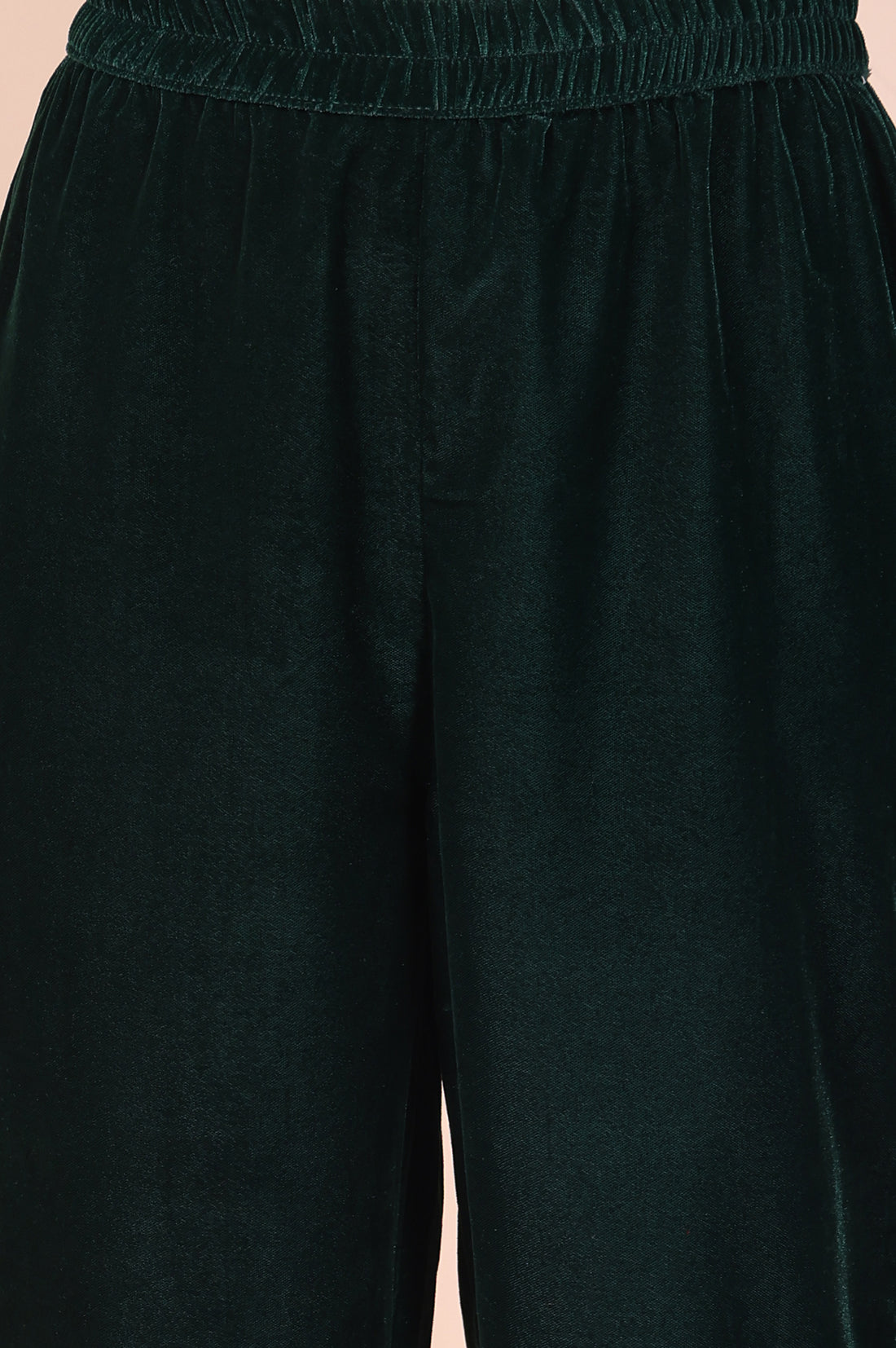 Dark Green Embroidered Straight Velvet Kurta with Palazzo Set