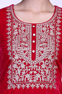 Dark Pink Ethnic Motifs Straight Kurta with Palazzo