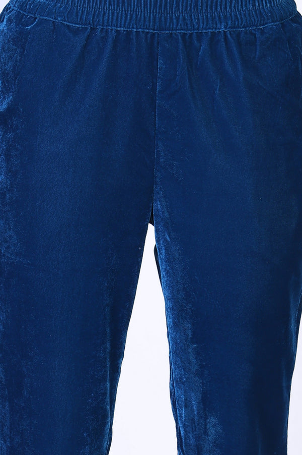 Blue Dori Embroidery Straight Kurta with Trouser