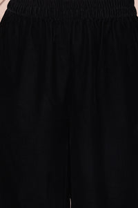Black Embroidered Acrylic Straight Kurta and Palazzo Winter Co-ord Set