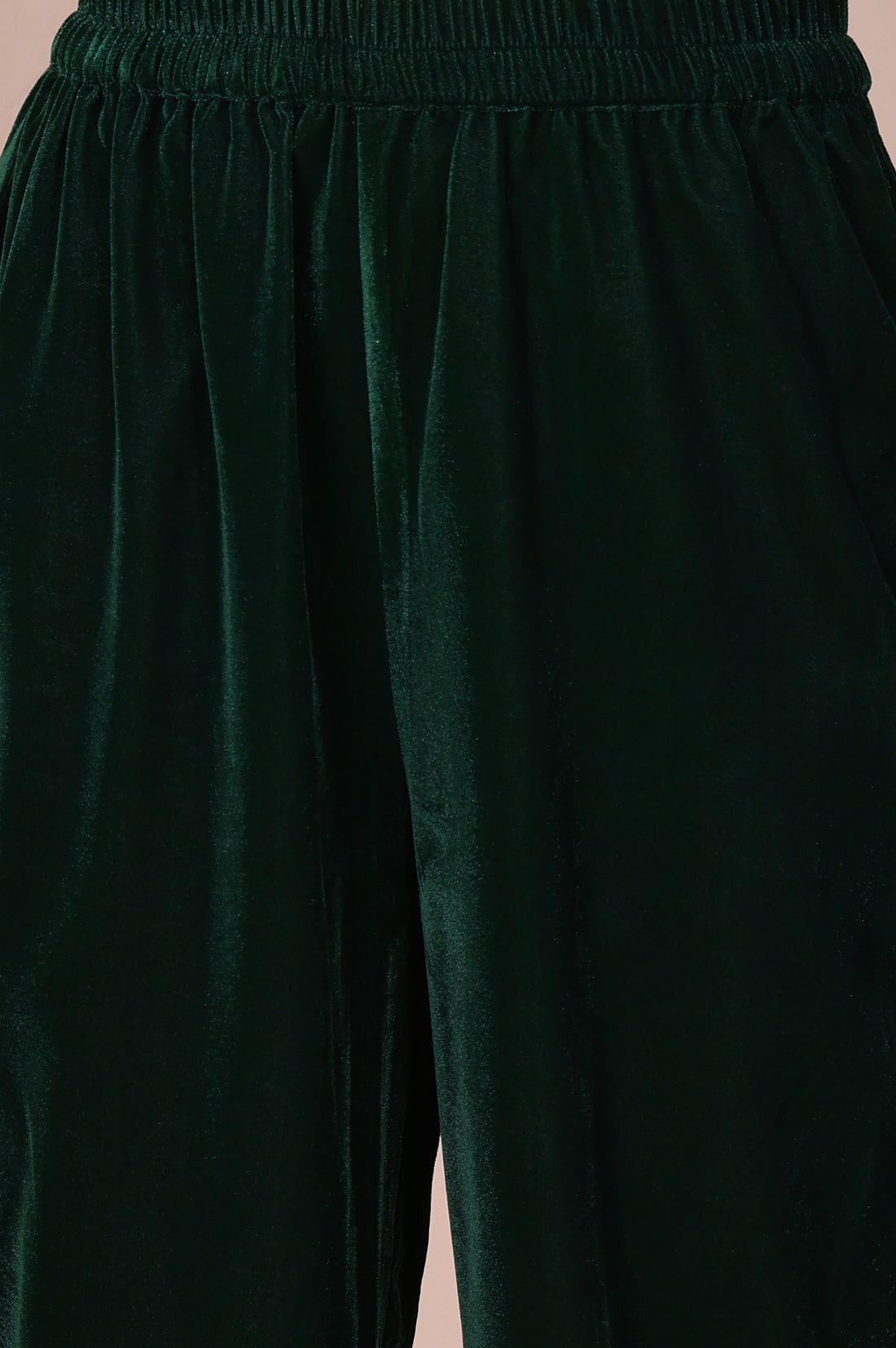 Green Embroidered Straight Acrylic Blend Kurta with Palazzo Set