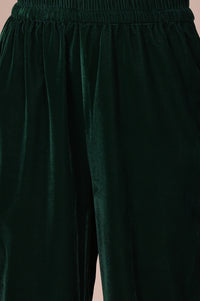 Green Embroidered Straight Acrylic Blend Kurta with Palazzo Set