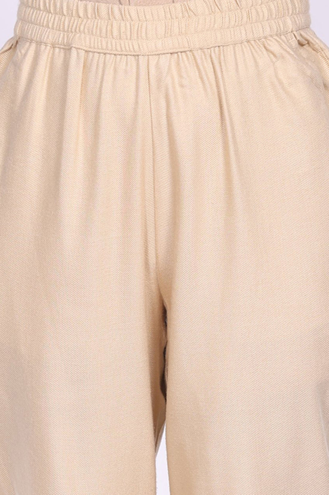 Beige Ebroidered Acrylic Blend A-line Kurta with Trouser Set for Winter