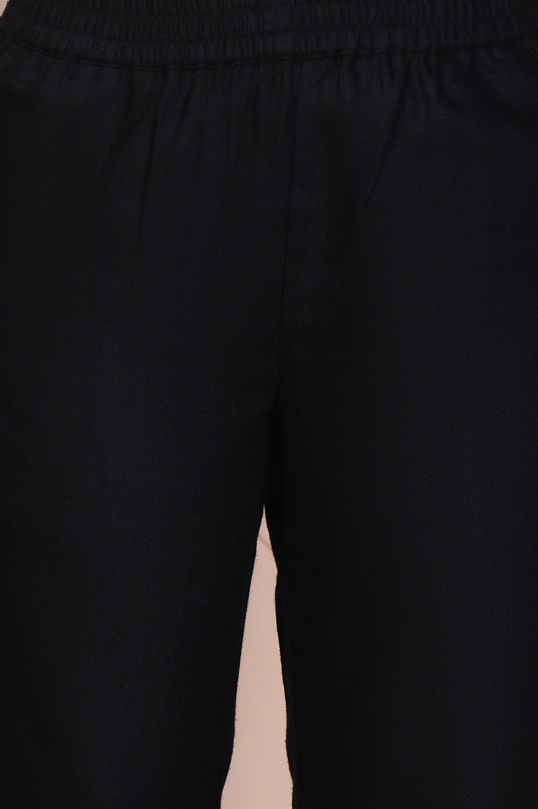 Black Embroidered Acrylic Straight Kurta and Trouser Set