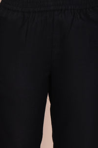 Black Embroidered Acrylic Straight Kurta and Trouser Set