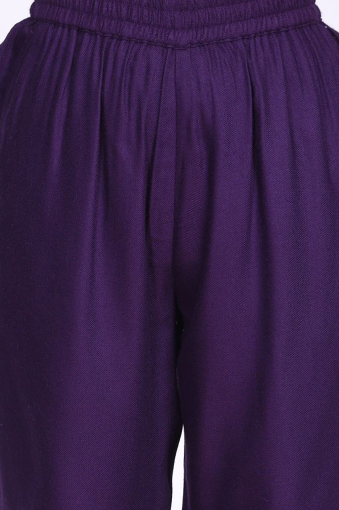 Purple Floral Acrylic Blend Straight Kurta with Trouser Co-ord Set for Winter