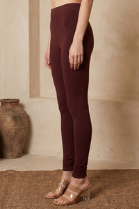 Maroon Skinny Fit Ankle Length Mid Rise Leggings