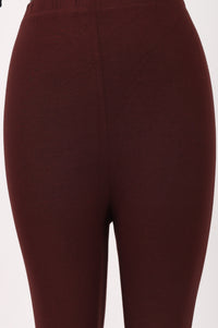 Maroon Skinny Fit Ankle Length Mid Rise Leggings