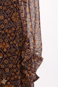 Brown Geometric Printed Sequinned Flared Anarkali Kurta