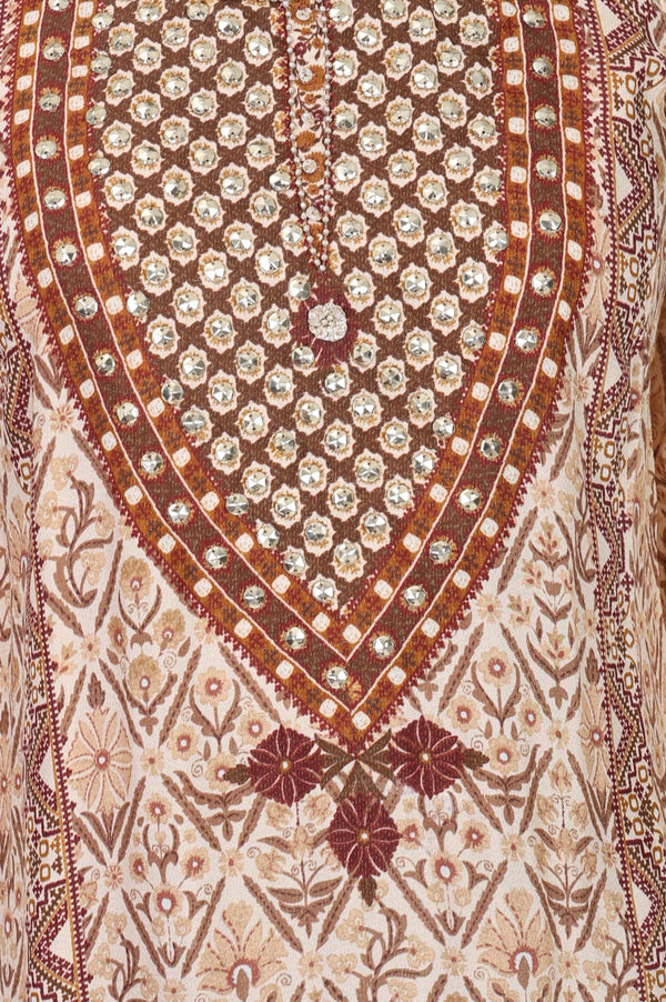 Beige Ethnic Motifs Straight Kurta