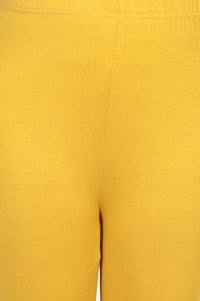 Yellow Embroidered A-Line Jacquard Kurta with Legging and Stole Set