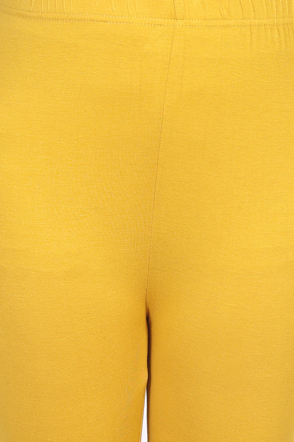 Yellow Embroidered A-Line Jacquard Kurta with Legging and Stole Set