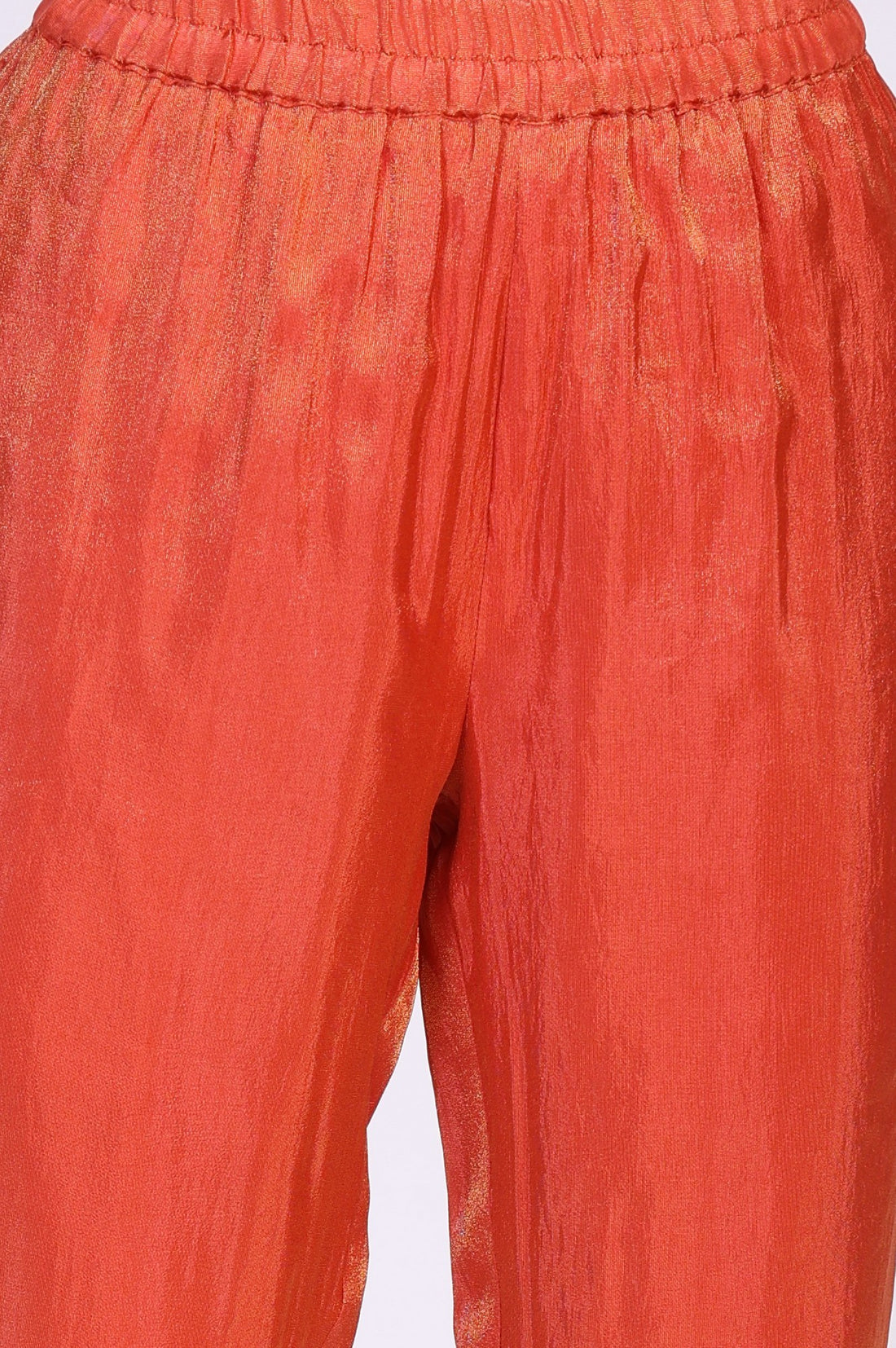 Orange Ethnic Motifs Hand Work Straight Kurta with Trouser and Dupatta Set