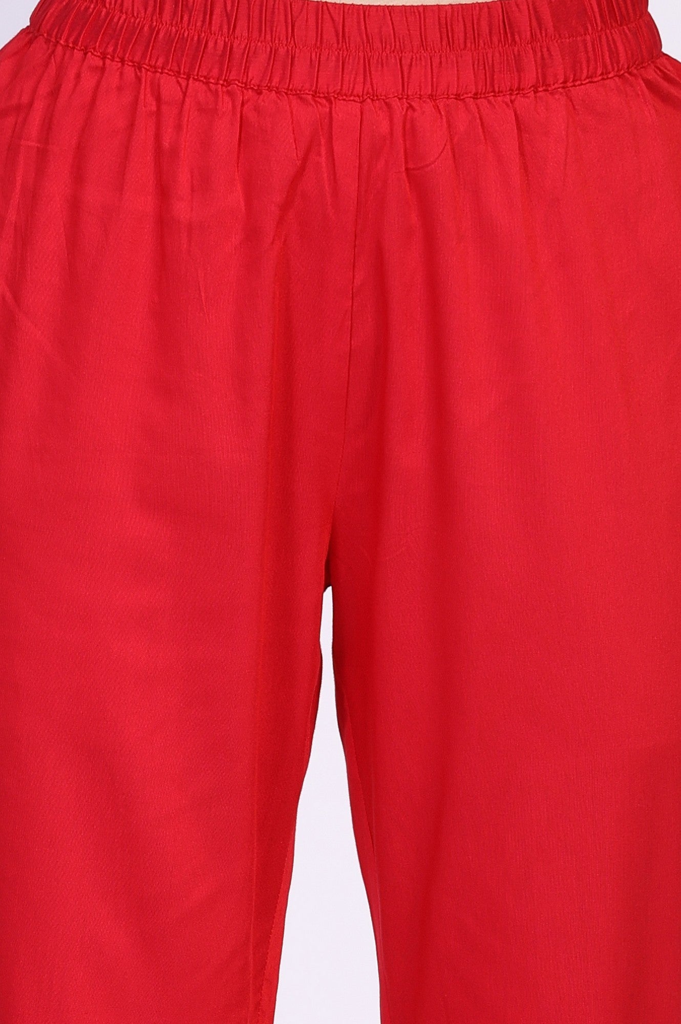 Red Geometric Print Foil Embroidered Anarkali Woven Kurta with Trouser and Dupatta Set