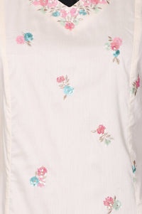 Off White Sequins Straight Kurta with Trousers and Dupatta Set