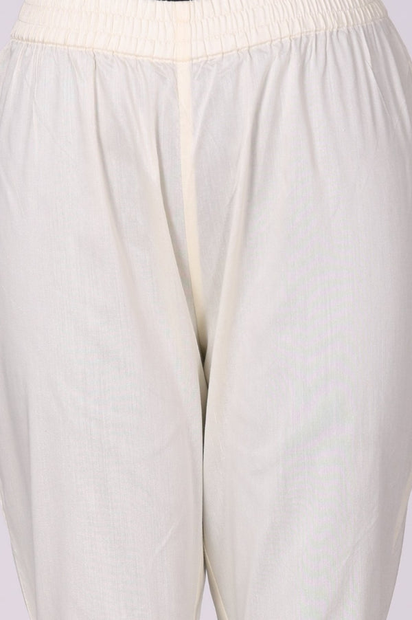 Off White Sequins Straight Kurta with Trousers and Dupatta Set