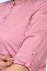Pink Solid Straight Kurta and Palazzo Co-ord Set