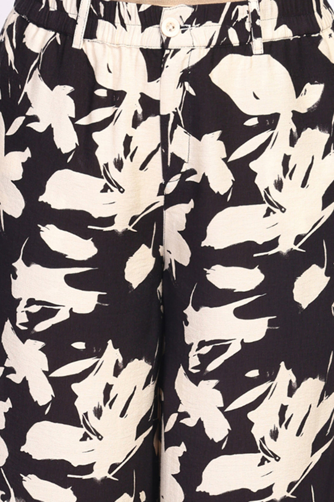 Black Floral Printed Straight Top with Trouser Set