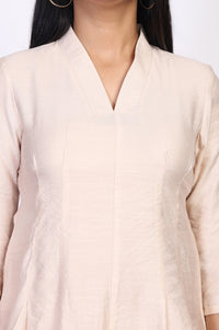 Cream Solid A-Line Top with Palazzo Co-ord Set