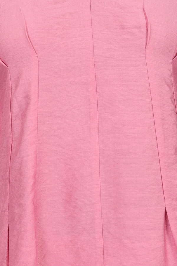 Pink Solid Rayon Blend A-line Top with Palazzo Set