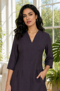 Navy Blue Solid Rayon Blend A-line Top with Palazzo Set
