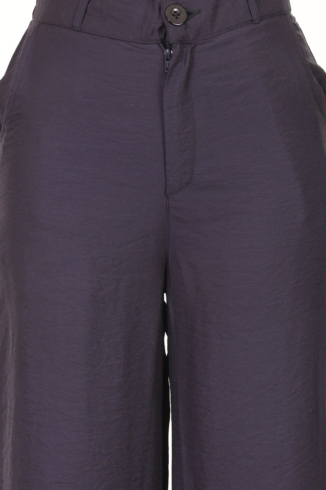 Navy Blue Solid Rayon Blend A-line Top with Palazzo Set