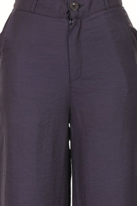 Navy Blue Solid Rayon Blend A-line Top with Palazzo Set