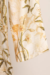 Cream Floral Printed Rayon Straight Kurta with Palazzo Set