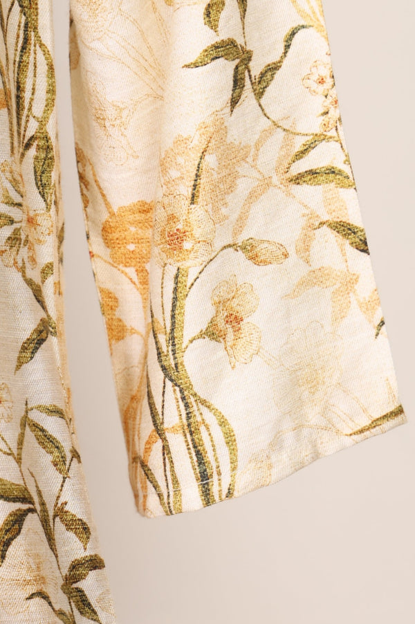 Cream Floral Printed Rayon Straight Kurta with Palazzo Set