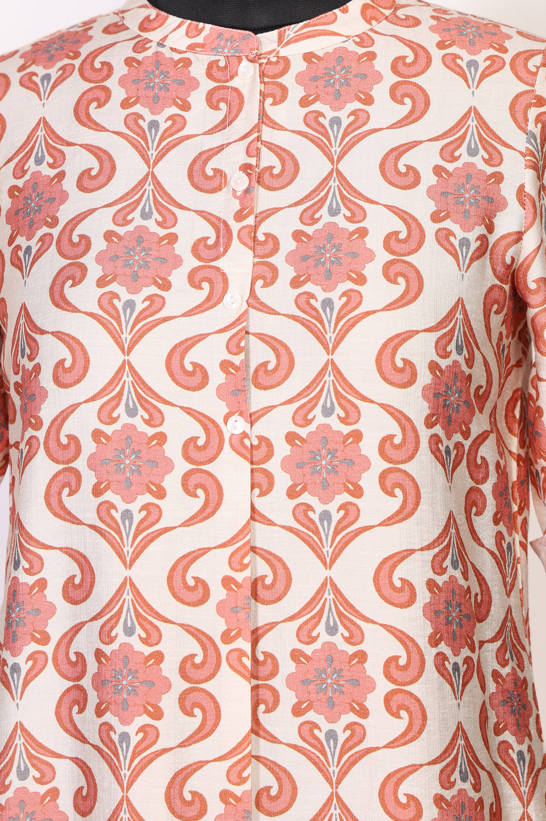 Peach Floral Printed Rayon Straight Kurta and Palazzo Set